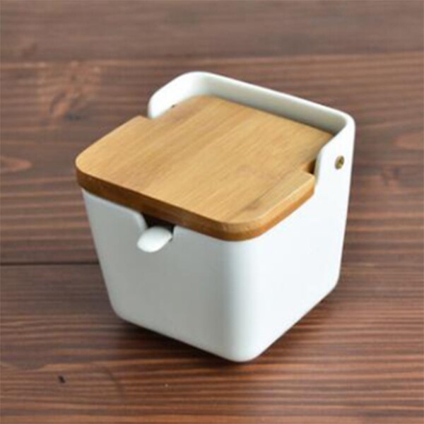 Tarro de cerámica con tapa para condimentos, bote de sal para sal, caja de suministros de cocina condimentos, bote para condimentos