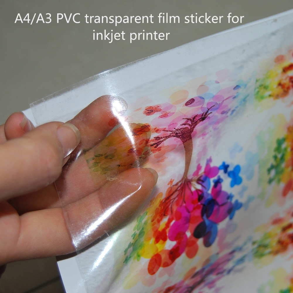 A4 størrelse pvc gennemsigtig vinyl klistermærke med selvklæbende til farve inkjet printer 10 stykker