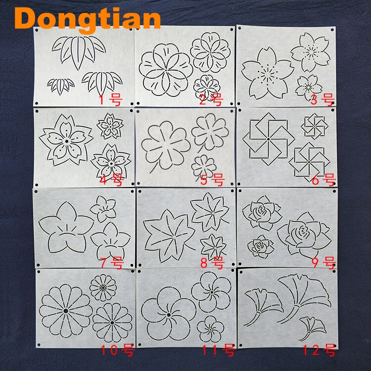 12pcs/set Flowers Leaf Pattern Sashiko Templates Sashiko Drawing Template Emboridery Soft Template 15*12cm: Default Title