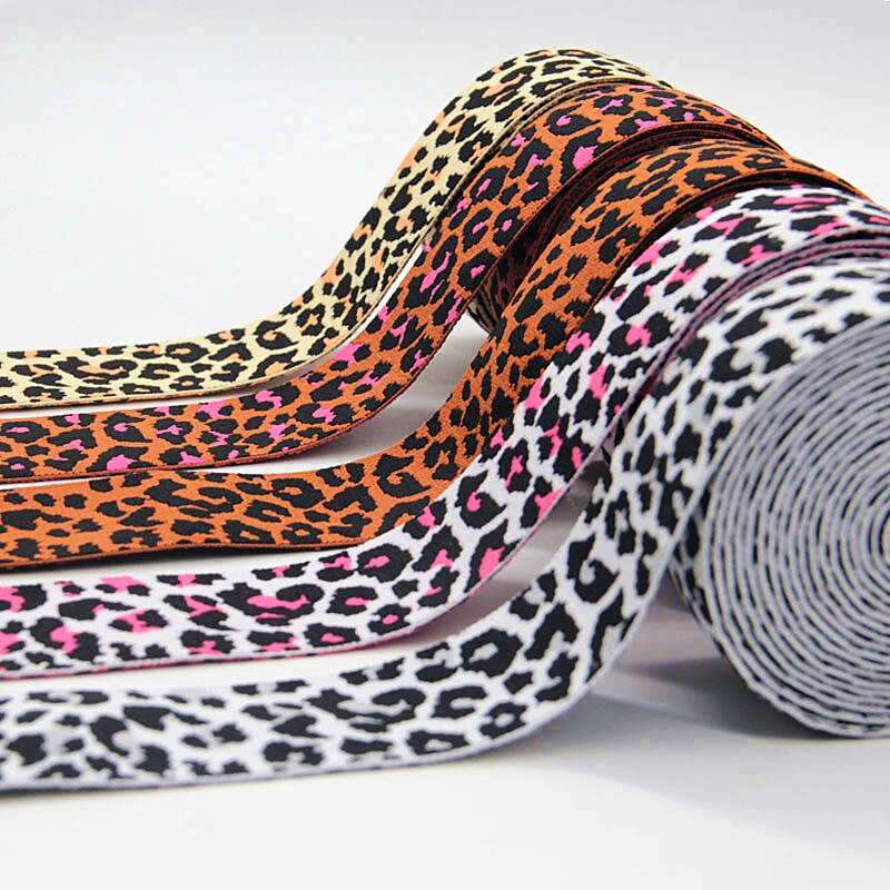 Leopardprint elastikbånd 25mm 40mm elastikbånd tøjposer bukser elastikbånd stropper diy sytilbehør 1m