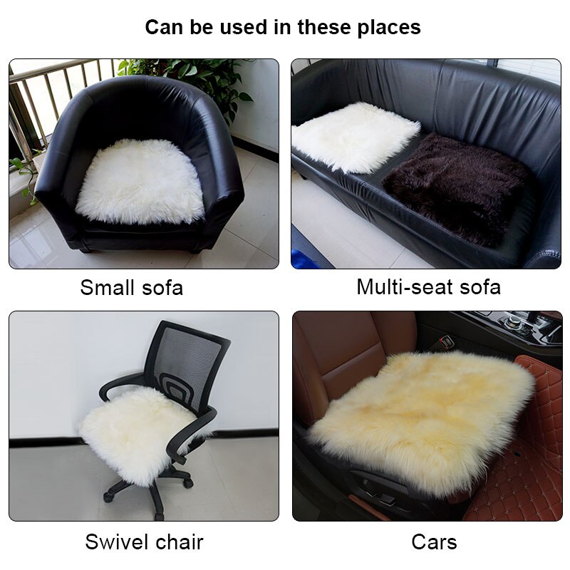 ROWNFUR Bont Schapenvacht Stoelhoezen Warm Universal Auto Stoelhoezen Interieur Beschermende Zitkussen Auto Cover Matten