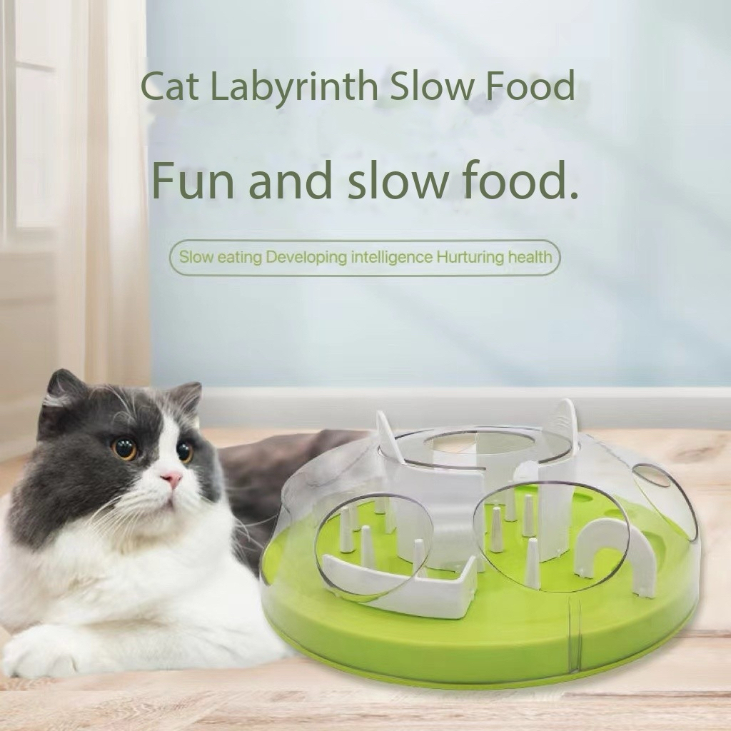 Rompecabezas interactivo para gatos, juguete dispensador de golosinas, mejora Mental, juguete de alimentador lento, laberinto de gato interesante, bandeja de alimentación lenta, tazón
