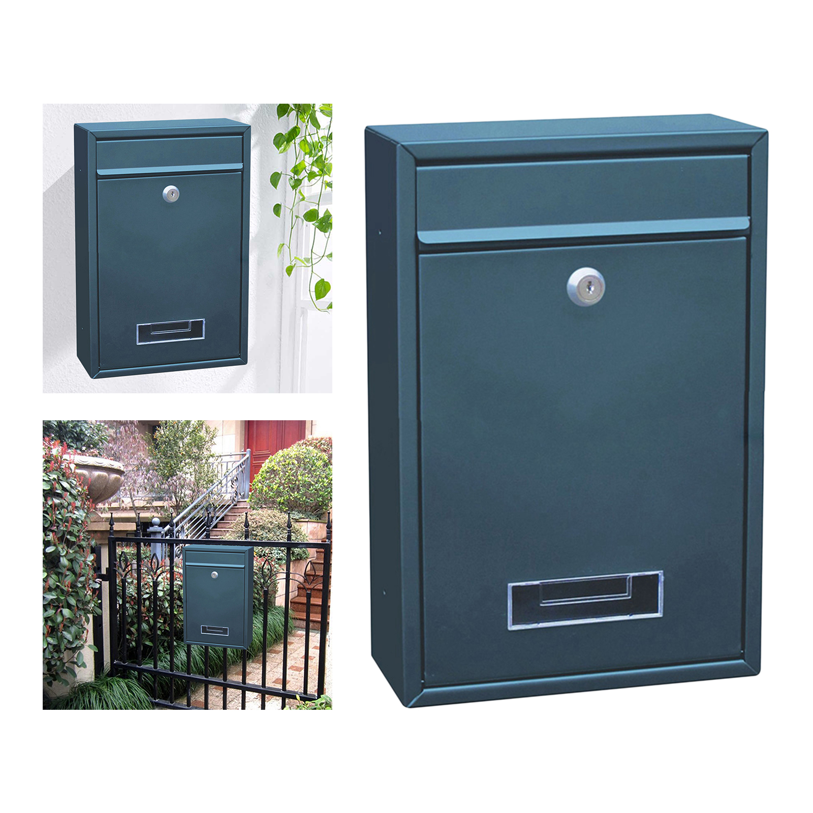 Mailbox Wall-mounted Anti-rust Post Mail Rainproof Lockable Mail Box 2 Keys Gate Decorative Suggestion Box: Grey