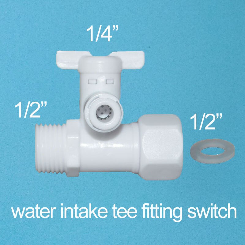 Water purifier plastic three connection water intake tee fitting three-way piece 1/2&quot;to 1/4&quot; ball valve switch pure tee union