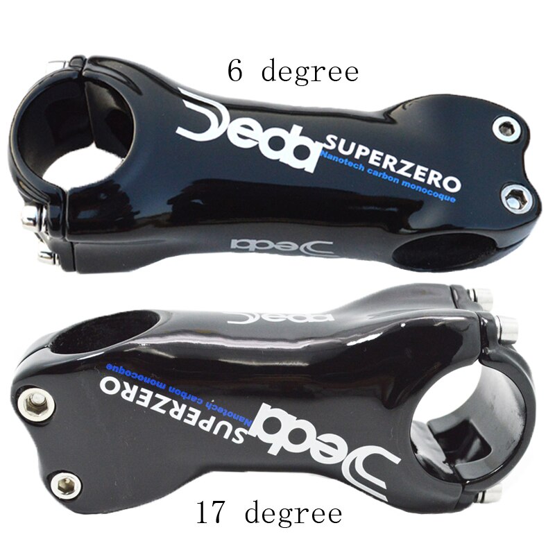 DEDA-tige de vélo de route en carbone, EDA, tige de vélo, diamètre de 31.8x70/80/90/100/110/120/130mm, mat à 6 à 17 degrés
