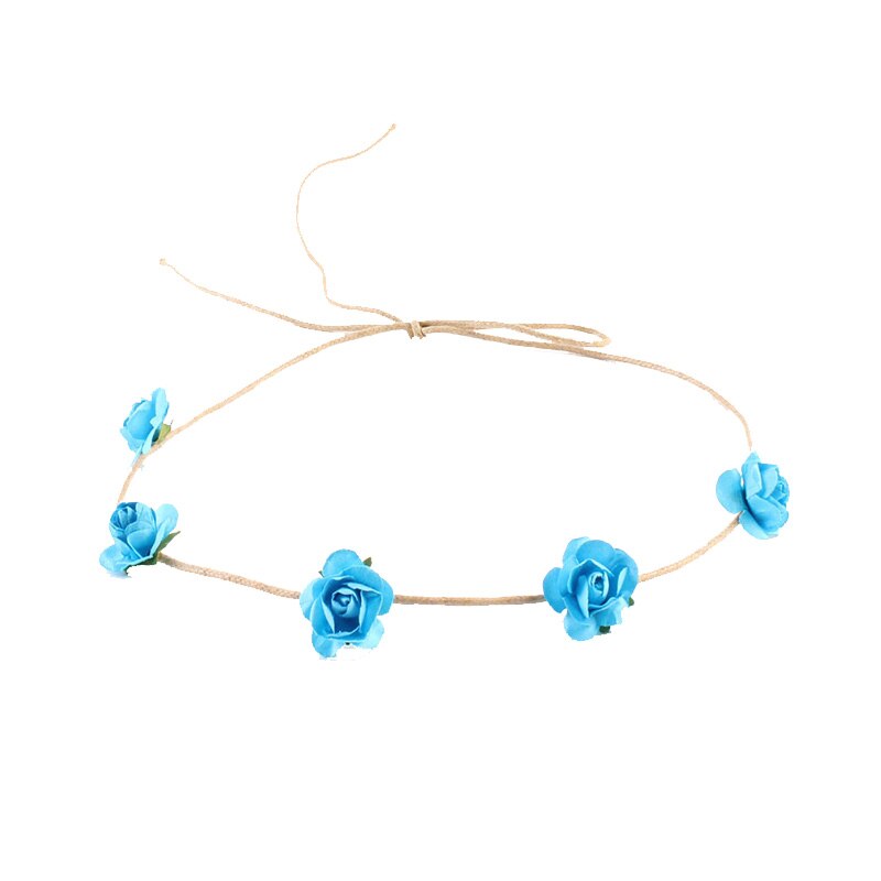 Newborn Flower Headband Mini Rose Flowers Headbands Summer Style Kids Headwear Hair Band accessories for Photography props: Sky Blue