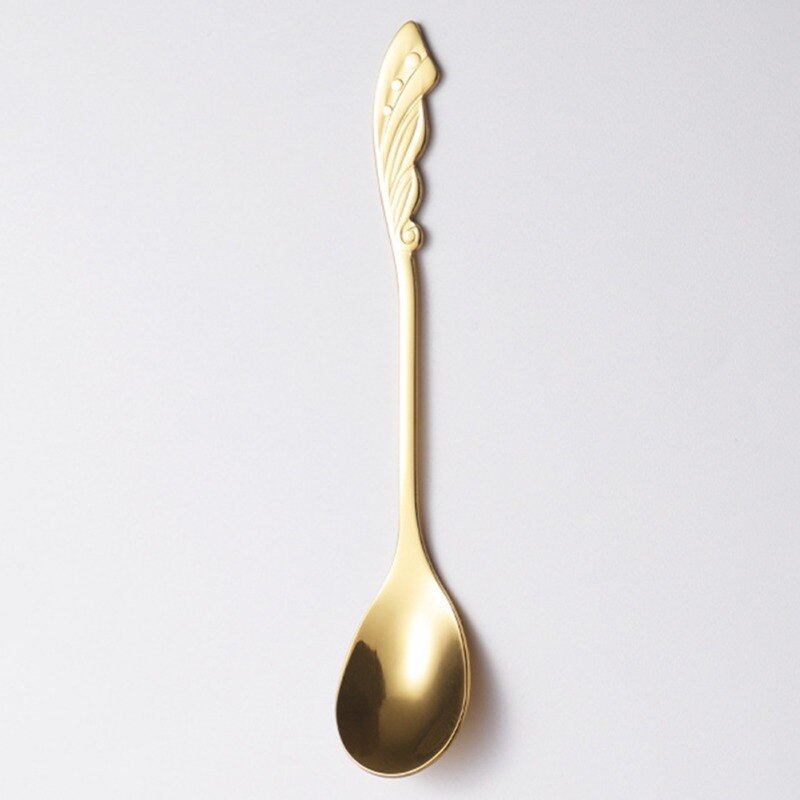 Tea Coffee Mixing Spoon Gold Spoon Long Handle Dessert Stainless Steel Vintage Teaspoons Drink Tableware Unique Shape: H
