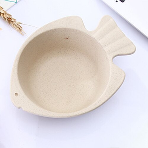6 Stks/set Baby Mooie Kom Tarwe Materiaal Kinderen Sectionele Diner Plaat Tarwe Stro Materiaal Kom Servies Set Plastic Effen: 1 pcs beige bowl