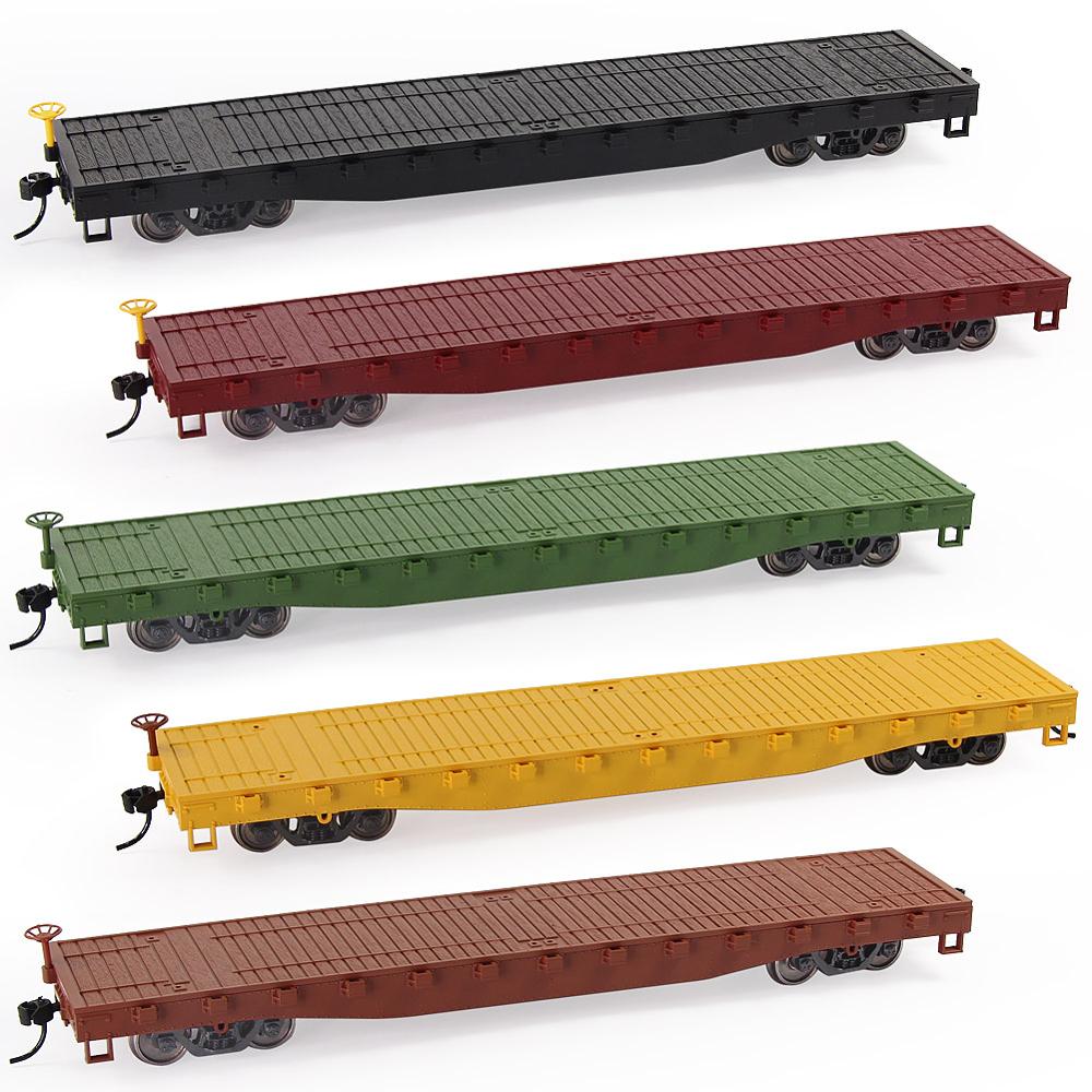 3pcs HO Scale 52ft Flat Car Pure Color Flatbed Carriage 1:87 Freight Car Lots C8741DS