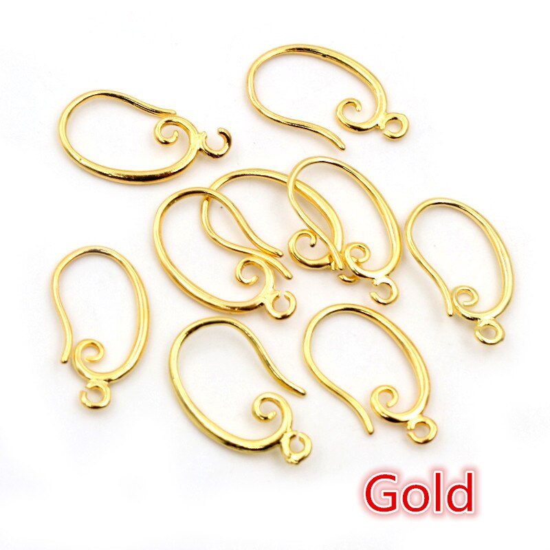 10Pcs 19X11Mm Klassieke 8 Kleuren Plated Messing Franse Earring Haken Draad Instellingen Base Instellingen hele: Gold