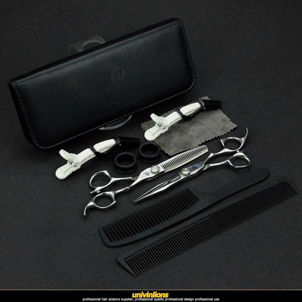 univinlions 6" hair scissors kit hairdressing scissors hair cut thinning scissors hairdressing tools shears salon: kit leather case