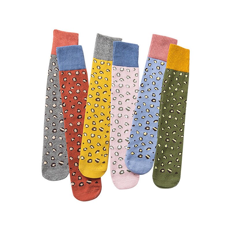 Calzini per bambini autunnali abbinati a colori lunghi con stampa leopardata calzini per bambini sport per il tempo libero calzini per ragazzi e ragazze 3 pezzi1 lotto WZ35