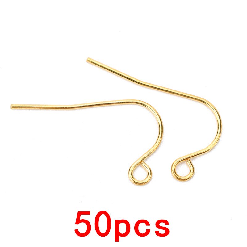 50 Stks/partij Rvs Oorbel Haken Anti Allergie Hypoallergeen Oorbellen Sluiting Draad Voor Diy Sieraden Maken Levert Bevindingen: 1940 Gold