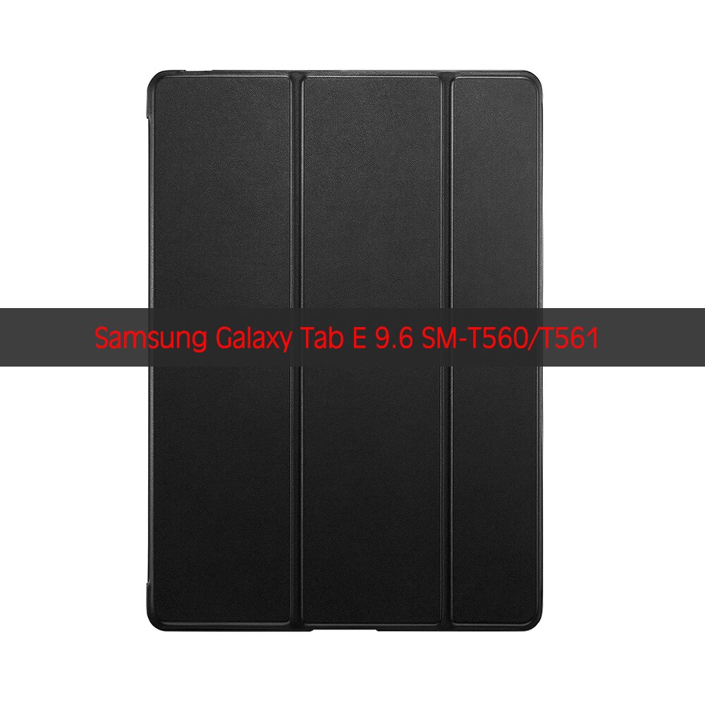QIJUN étui pour tablette Samsung Galaxy Tab E 9.6 pouces SM-T560 SM-T561 9.6 ''Funda PC dos en cuir: Black