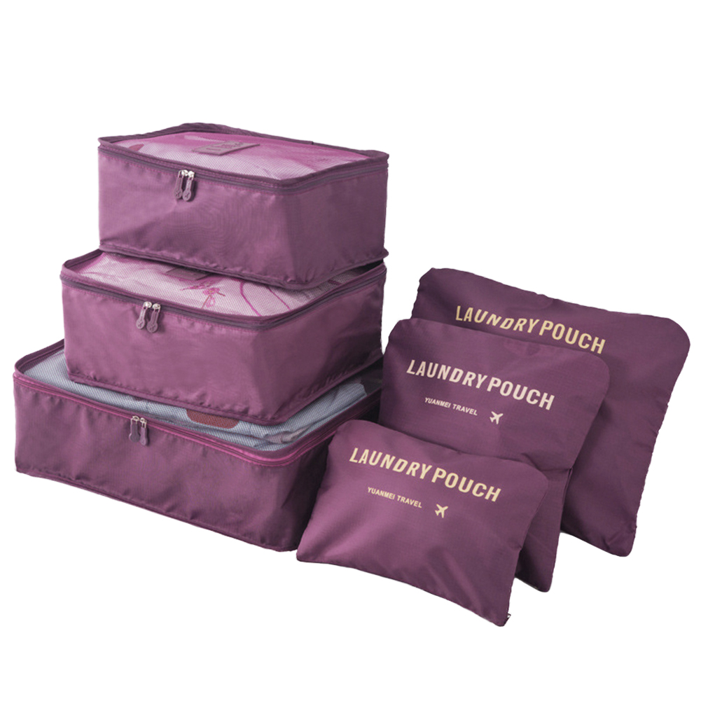 8/7/6 Stuks Set Reisorganisator Opbergzakken Koffer Verpakking Cubes Set Koffers Draagbare Opvouwbare Bagage Kleding Schoen netjes Pouch: Roze