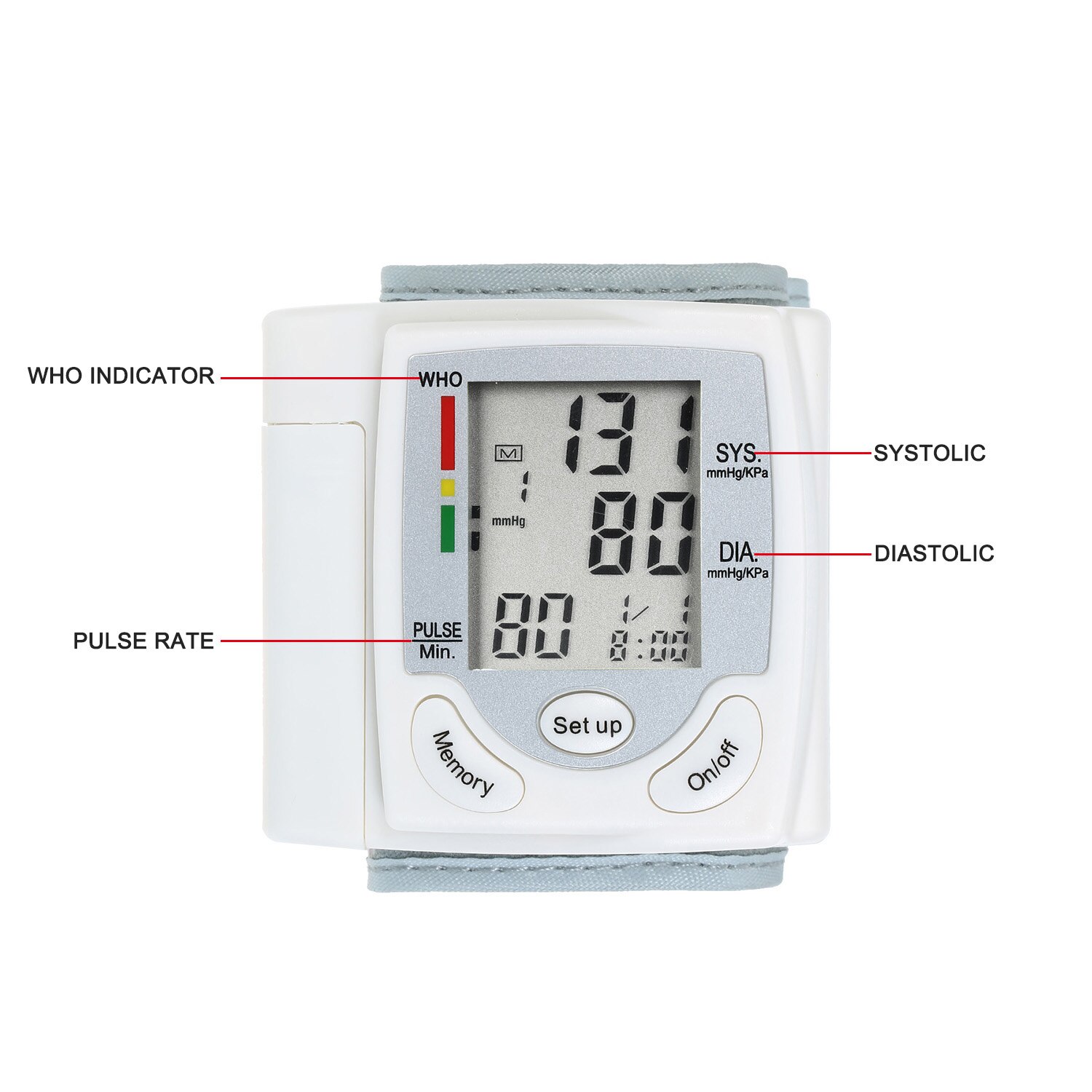 LCD Display Blood Pressure Monitor Wrist Pulse Meter Automatic Digital Pulsometer Sphygmomanometer Family Diagnostic-tool