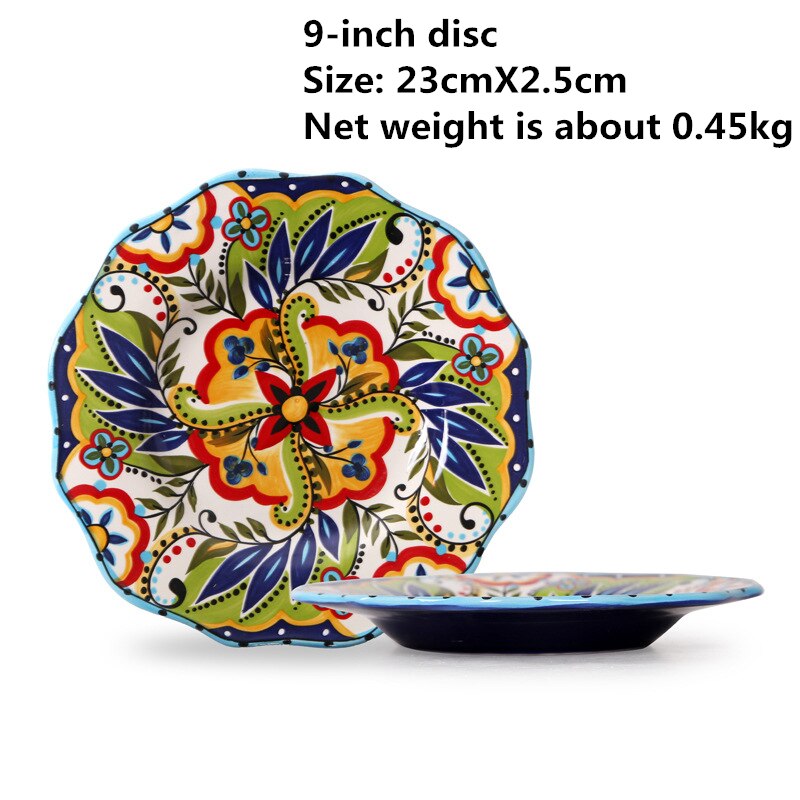 hand-painted ceramics Western dish bowl set plate glaze color personality ceramic tableware personality: B