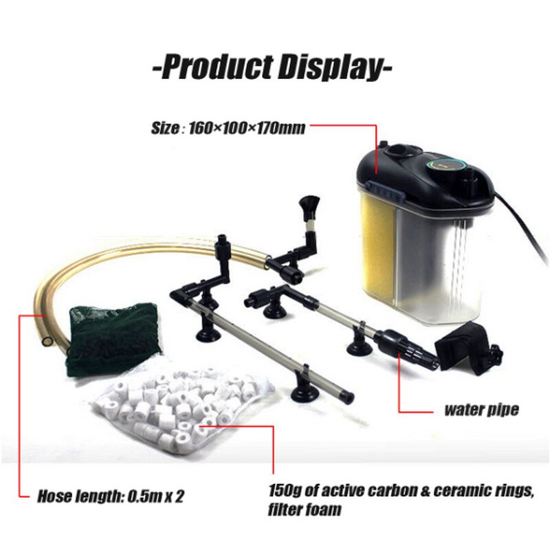 BOYU-filtro de bote externo para acuario, EF-05 de agua dulce marina, 5W, 150L/H, EF-05, 5,5 W, 220V