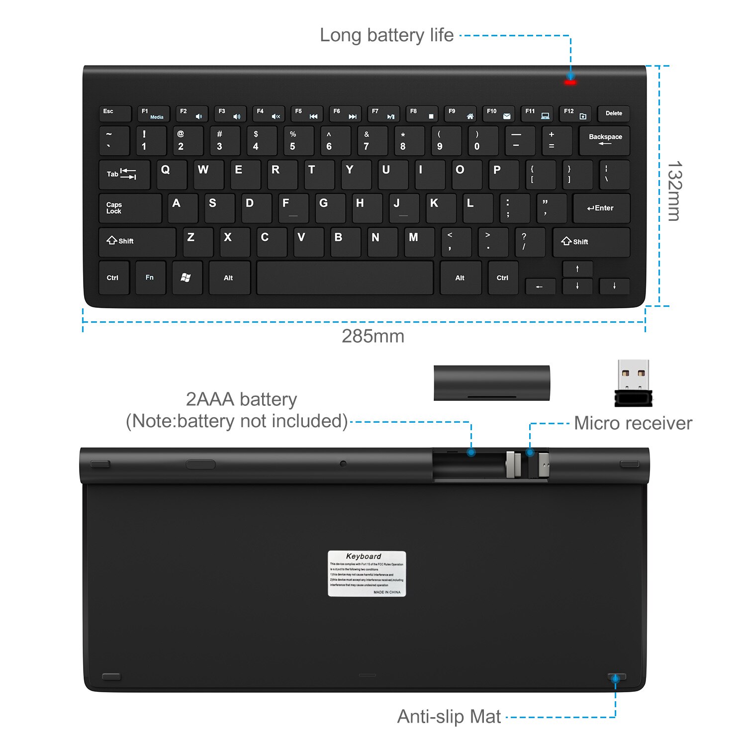 Wireless Keyboard Mini USB Keyboard With Mouse Combo For PC laptop TV Computer Rubber keycaps Ergonomic Noiseless keyboard