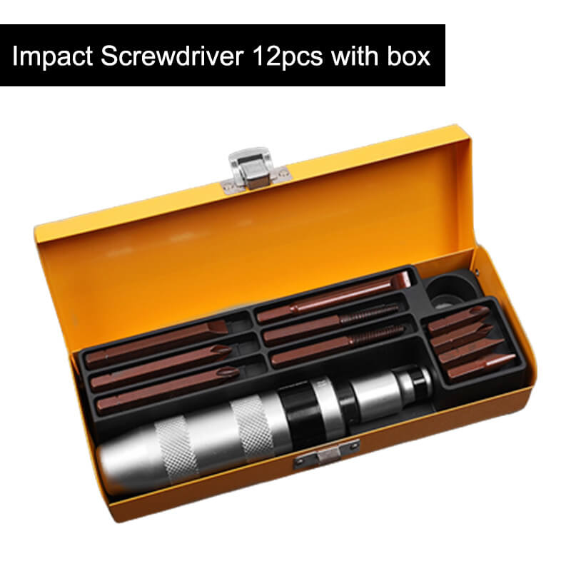 13/12/7PCS Impact Screwdriver Hammer Head Sets with Box Portable Heavy Duty Shock screw Driver Chisel Bits Tools Socket Kit: Red, Silver Tone
