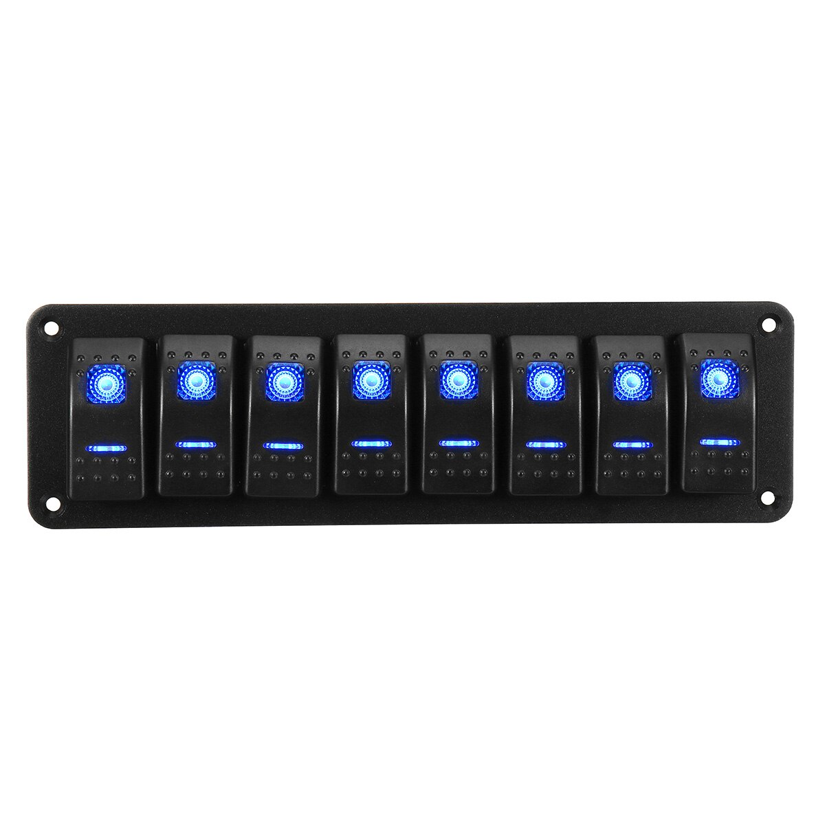 Waterproof 8 Gang Rocker Switch Panel Kit 12V 24V Circuit Breaker Green/Blue/Red/Orange LED Marine Boat Rocker Switch Panel: Blue