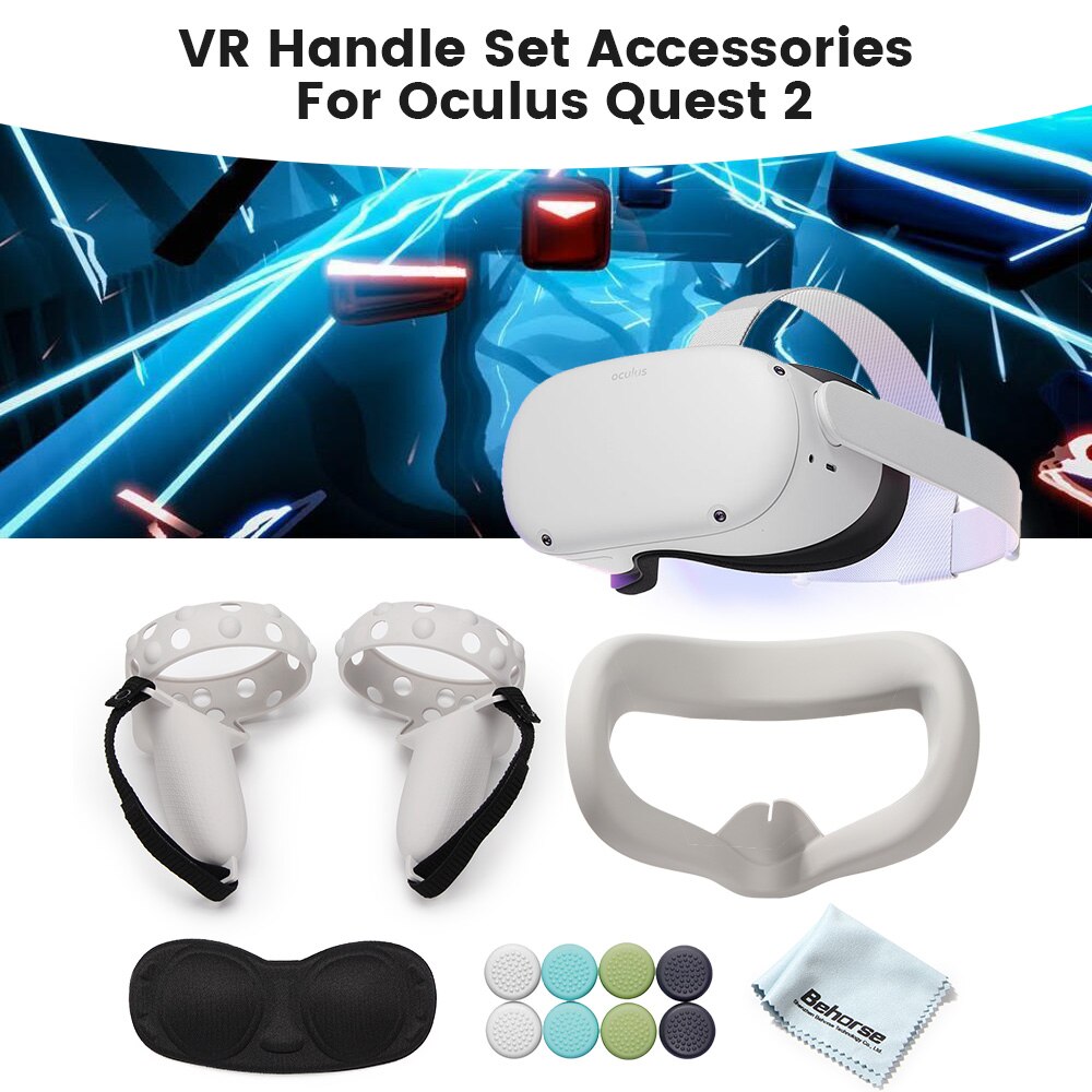 Juego de funda protectora para Oculus Quest 2 VR, carcasa para controlador táctil, con correa y agarre para Oculus Quest 2, accesorios