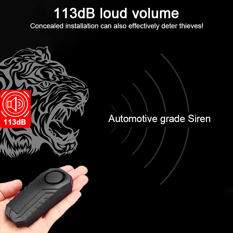 Bike Alarm with Remote Adjustable Volume 113dB Wireless Anti-Theft Vibration Security MTB Bicycle Motorcycle Alarm Motion Sensor