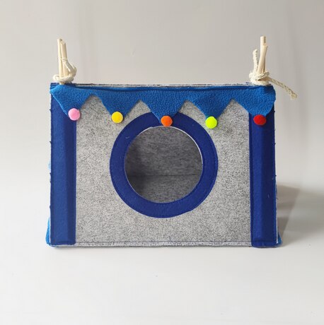 Małe gniazdo dla zwierząt domowych namiot z filcu gniazdo królika ukryty dom klatka dla chomika duża klatka dla świnki morskiej akcesoria dla świnek morskich łóżko dla zwierząt szynszylowych: niebieski 02 / 37x25x21cm