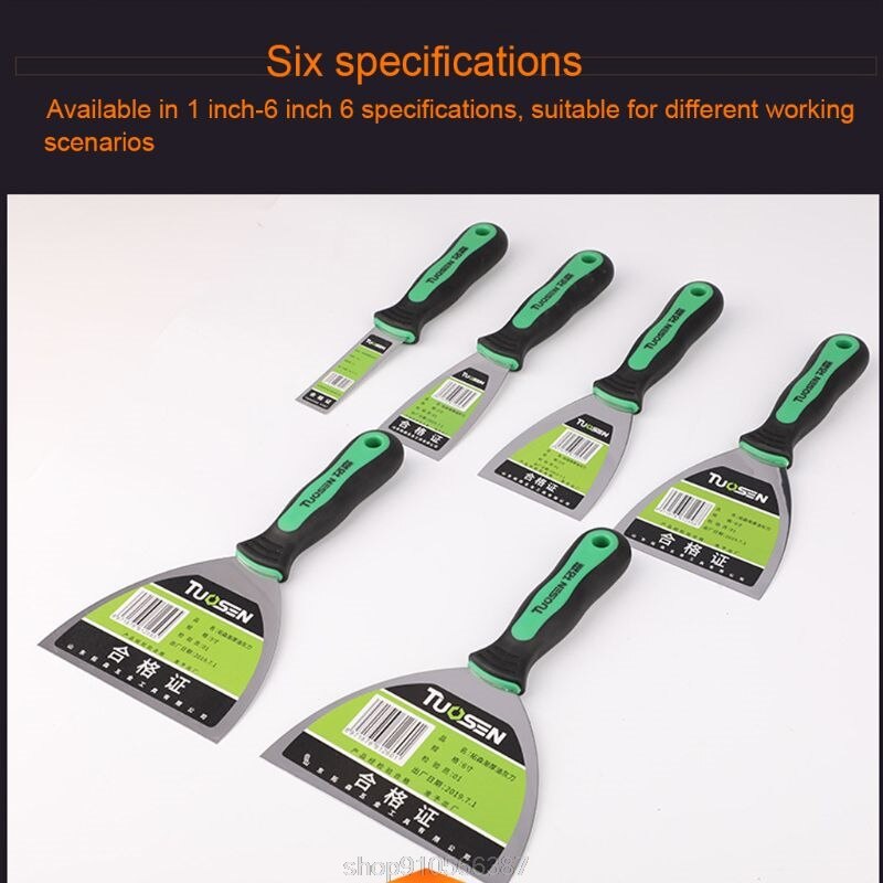 6 Pcs Putty Knives Set Scrapers and Filling Knives Cement Shovel Blade with Anti-slip Plastic Handle DIY