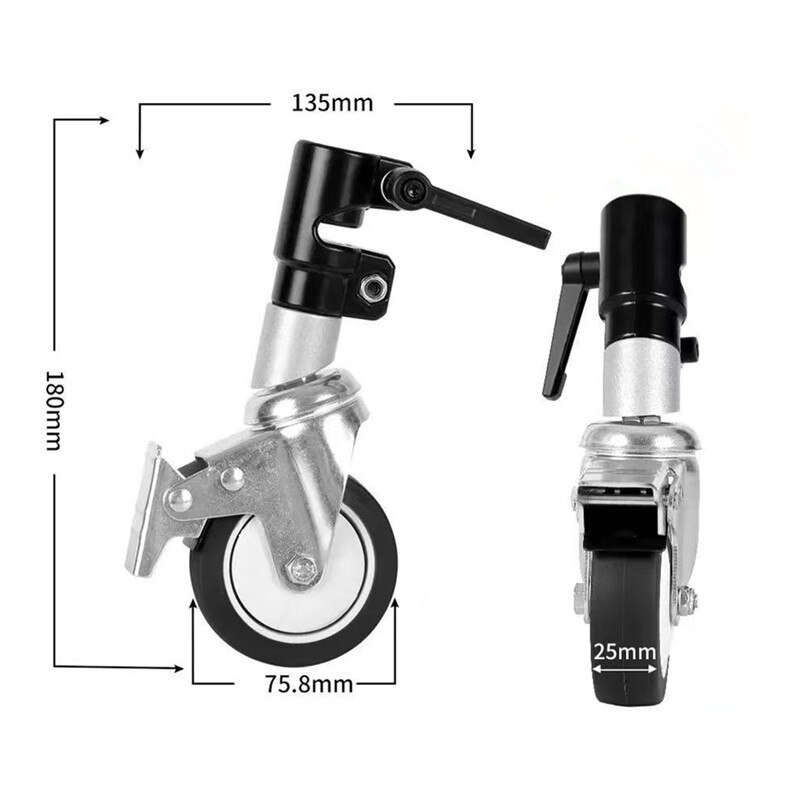 3Pcs C-Stand Swivel Caster Wheel Set 25MM Diameter For Photography Century Foldable Light Stand Tripod Magic Leg