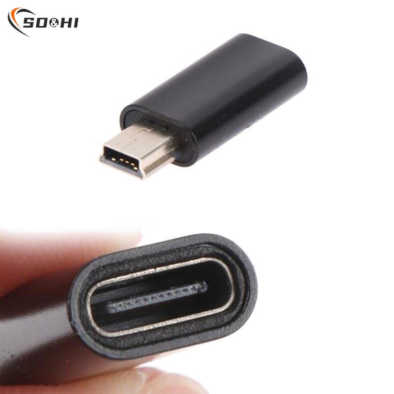 Universal Mini 5 Pin USB Adapter B Male to USB Type C Female Data Data Transfer Connector for MP3 Digital Camera GPS
