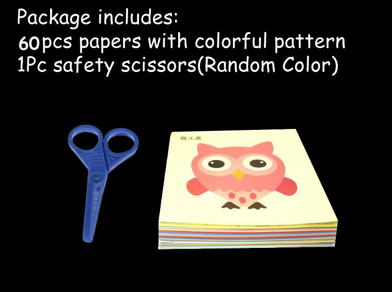 60 Stks/set Kids Cartoon Kleur Papier Vouwen En Snijden Speelgoed Kinderen Kingergarden Art Craft Diy Educatief Speelgoed Gyh: 60 color S scissors