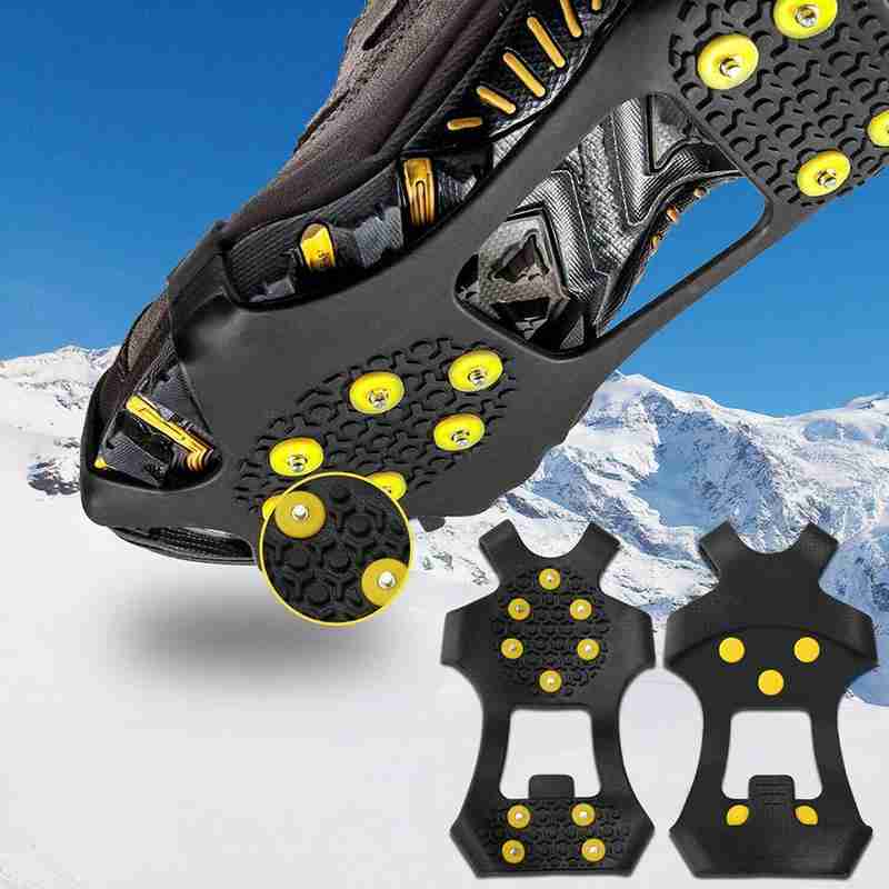 10-diente crampones anti-deslizamiento zapato cubierta 10 uñas crampones antideslizante de la cubierta del zapato cadena hielo anti-skid W4G0