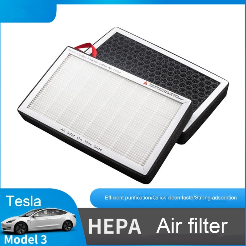 2 Stks/set Activated Carbon Filter Screen Hepa Luchtfilter Airconditioner Filter Element Voor Tesla Model 3 Modellen Auto
