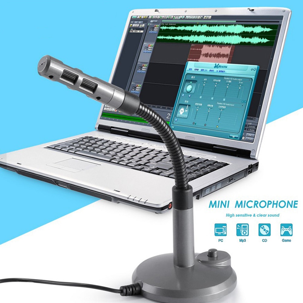 Portable USB Microphone Computer Microphone Plug Play Studio PC Microphone for Laptop/Desktop Omnidirectional Studio Recording