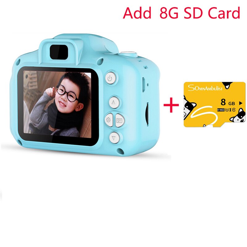 Mini caméra numérique pour enfants, écran de 2.0 pouces, caméscope vidéo, Projection 1080P, d'anniversaire pour enfants: 02 add 8G TF Card