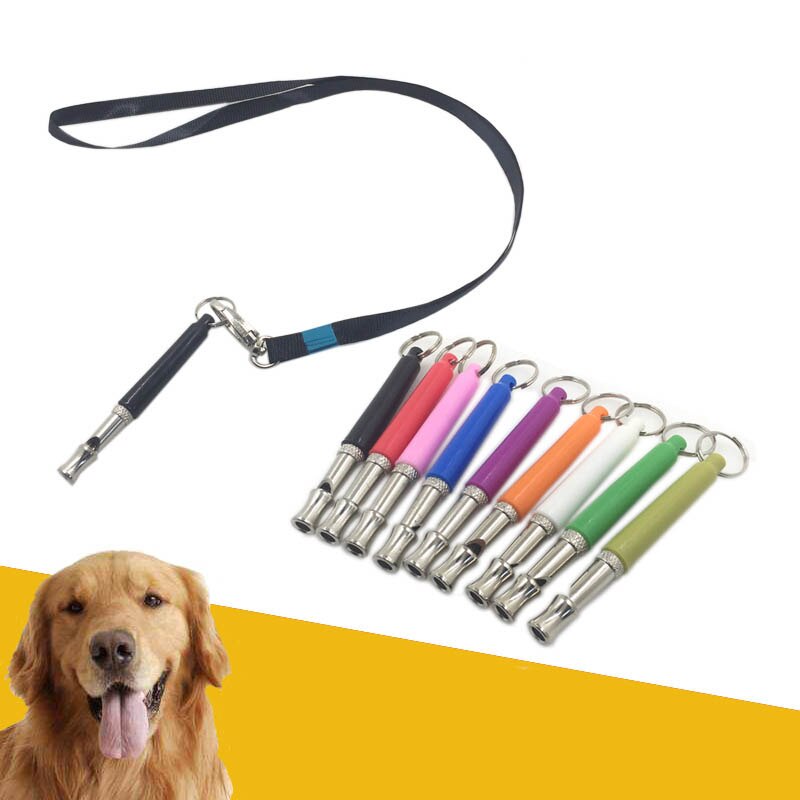 Suministros interactivos de sonido ultrasónico antiladridos para mascotas, flauta de entrenamiento para perros, silbato de Metal ajustable, 1 unidad