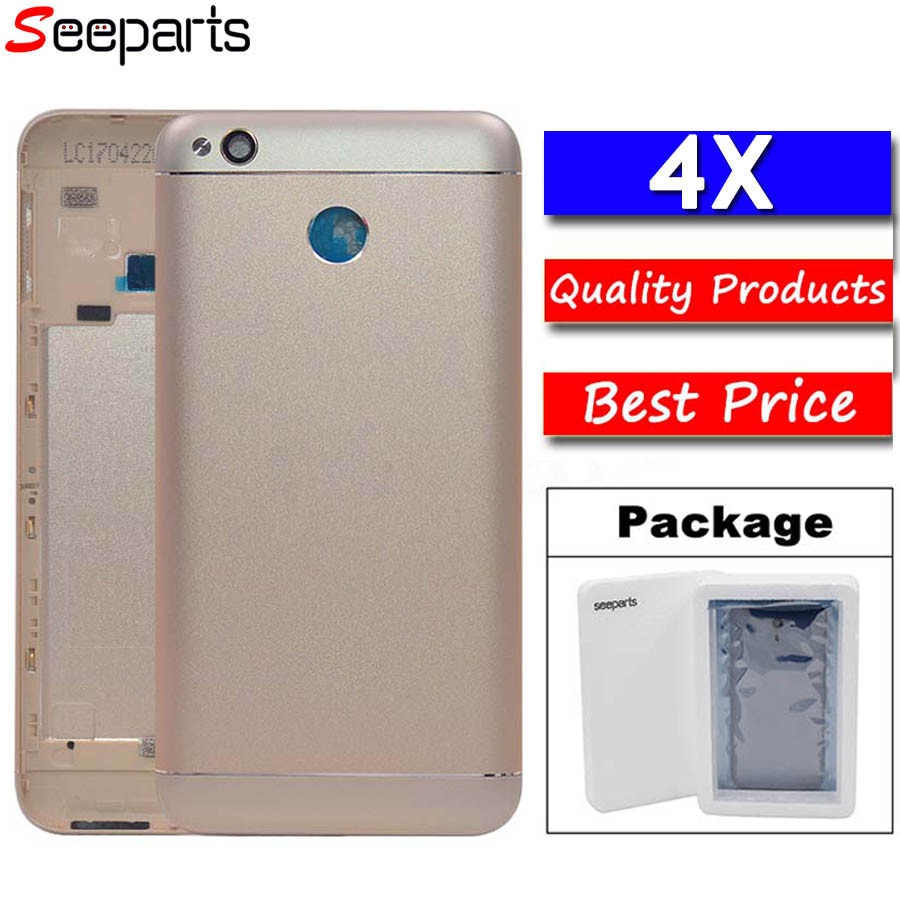 Voor Xiaomi Redmi 4X Terug Batterij Cover Metal + Camera Glas + Side Sleutels Achter Behuizing Redmi 4X Batterij Deur case Vervangende Onderdelen