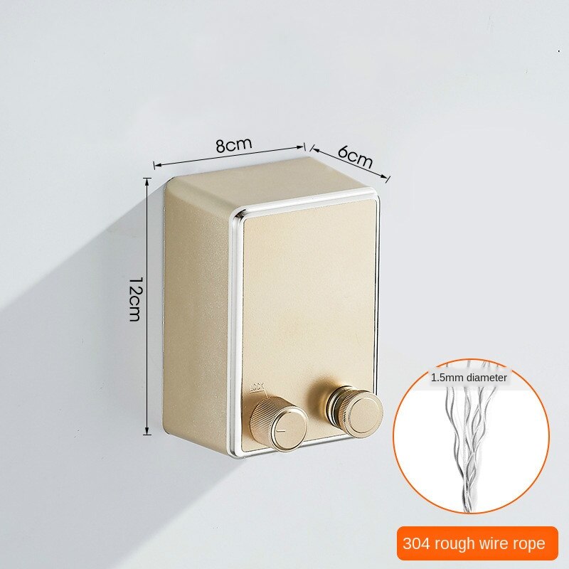 Indoor Outdoor Retractable Laundry Clothesline Wall Hanging Stretch Washing Clothes Line Shrinking Balcony WY41501: gold-B