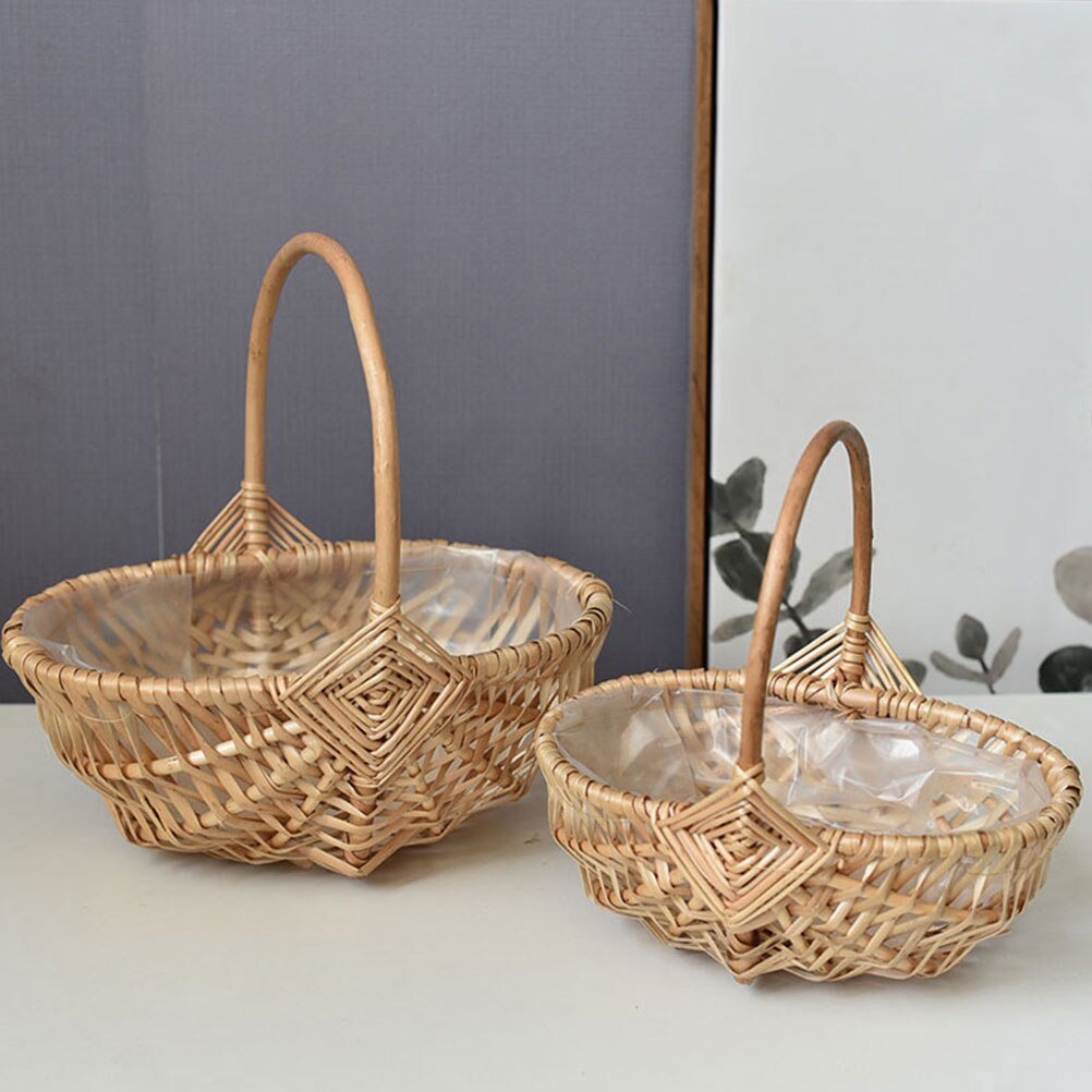 Decorative Flower Basket Portable Wicker Basket Flower Shop Packaging Basket