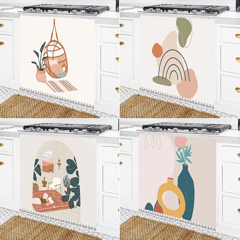 Nordic Korte Gordijnen Kwastje Decoratieve Halve Gordijn Voor Keukenkast Deur Drape Garderobe Stofkap Kamer Home Ornament