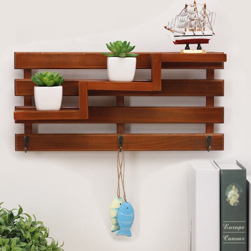 Handmade Wood Boxes Cargo Organizer Storage Box Simple Small Key Hanging Storage Case Phone Racks Wood Shelf Wood Rack Solid W