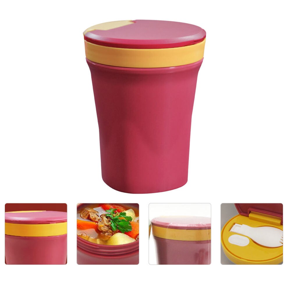 450ML Microwaveable Soup Cup Soup Container with Lid Spoon for Friends Family: Red