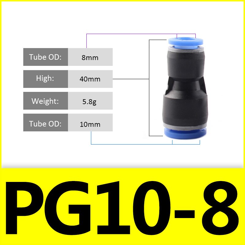 1PCS PU PG Blue Pneumatic Fitting Pipe Connector Tube Air Quick Fittings Water Push In Hose Couping 4mm 6mm 8mm 10mm 12mm 14mm: Dark Green