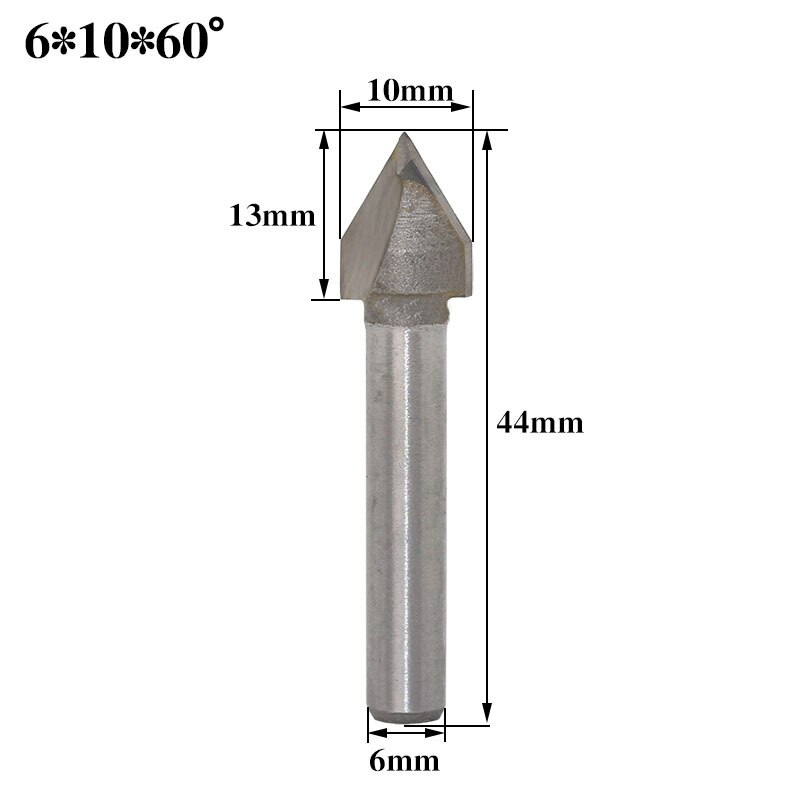 1pc 60/90/120/150 Degree Wood Router Bits with 6mm shank Wood Trimmer 3D MDF Router Bit Milling Cutter Carving Wood Knife: 12