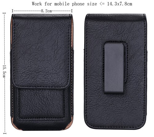 Funda giratoria de cuero para teléfono móvil con Clip para Huawei Honor 7C/V10, Enjoy 8, P20 Lite, nova 3e, nova 2 s, Honor View 10: Black 15.5x8.2cm