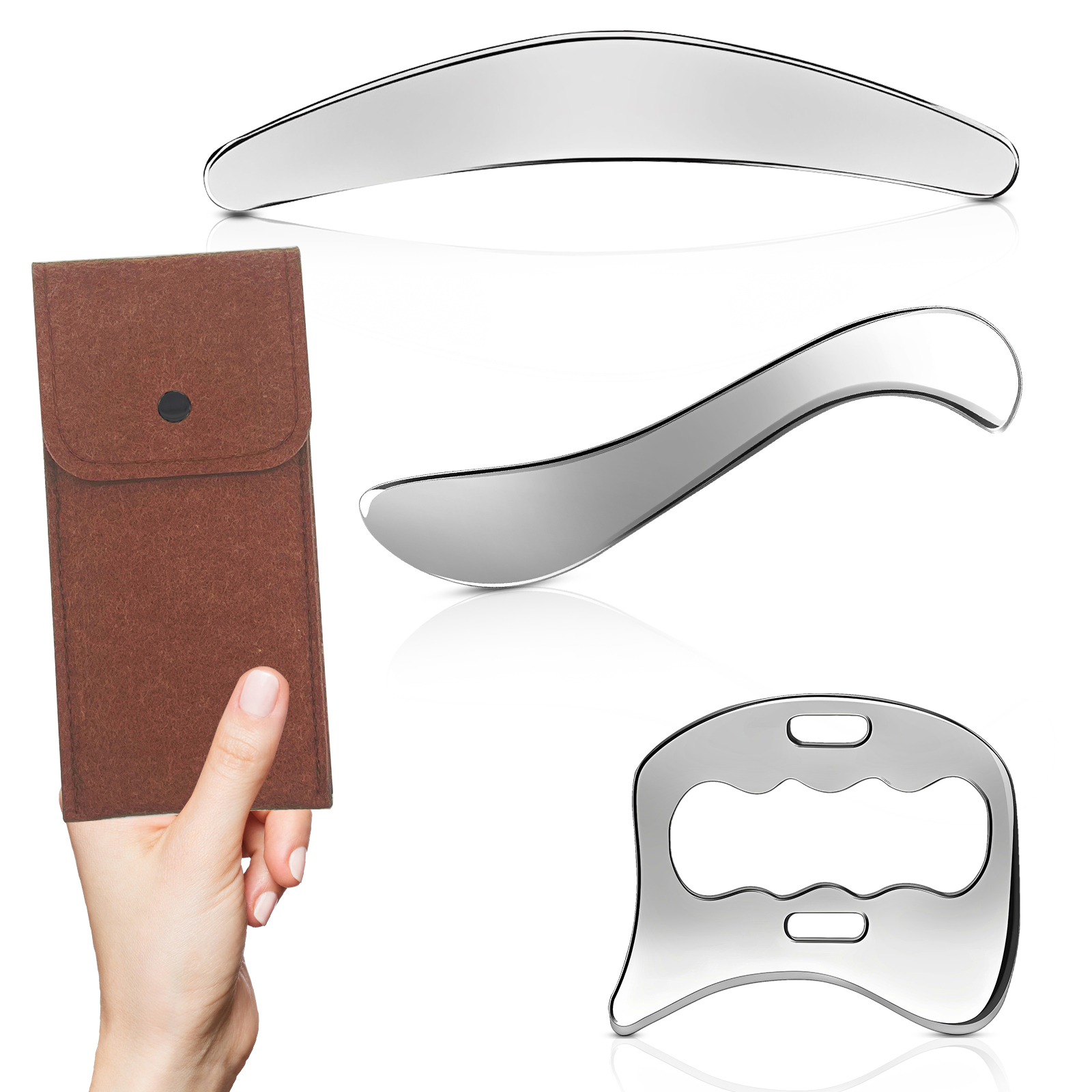 Gua Sha Stainless Steel Massage Tools Muscle Scraper Tool, Physiotherapy Tools, Muscle Gua Sha Tools: Brown