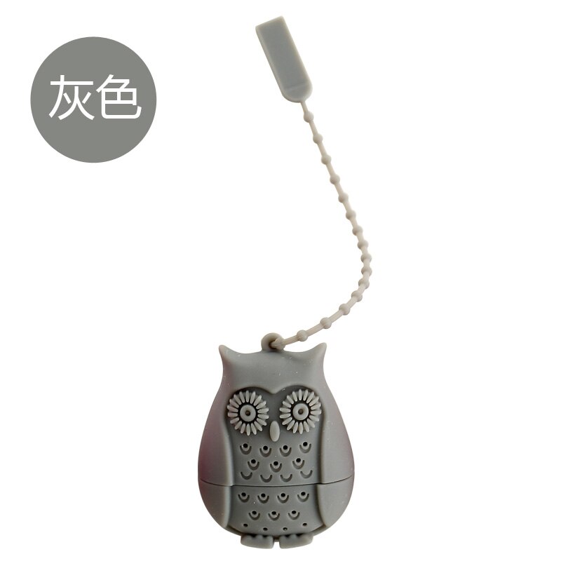 Ugle teposer te siler silikone teskefuld filter infuser silica gel filtrering kaffe te infuser: Grå
