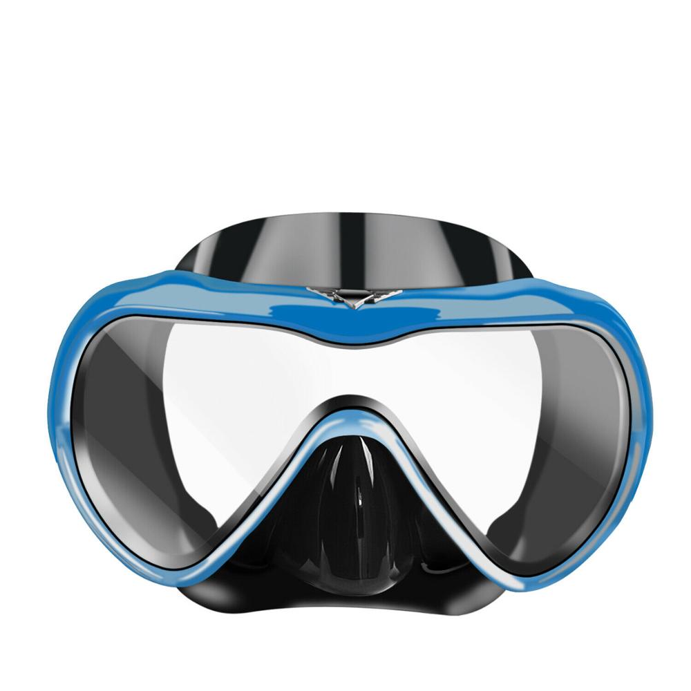 Onderwater Duiken Masker Anti Fog Snorkel Gehard Glas Zwembril Bril Volwassenen Professionele Duiken Half Gezicht Maskers: Blauw