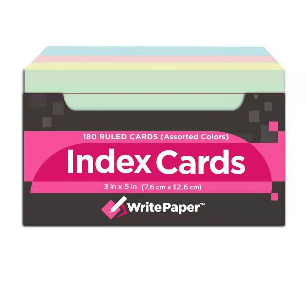 Wit Regeerde Index Flash Kaarten en gekleurde regeerde index flash kaarten, Diverse Neon Gekleurde, 3x5 Inch